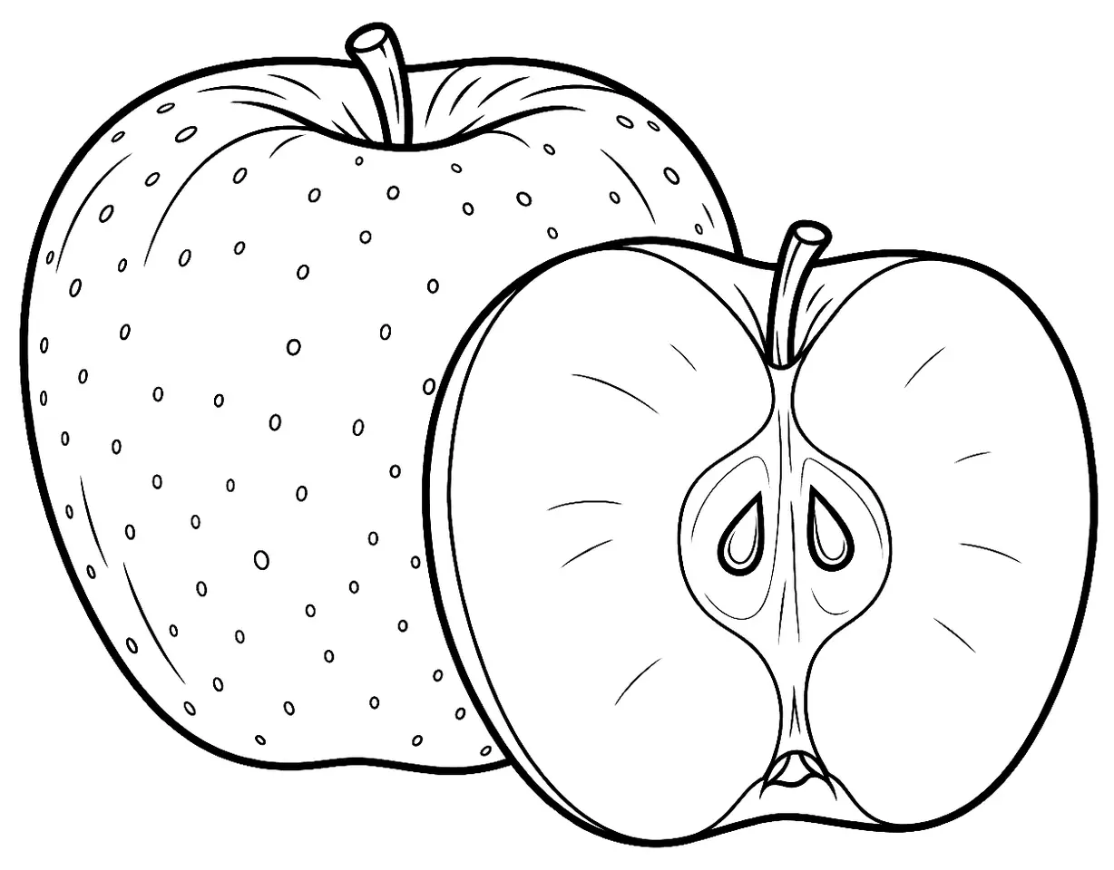 Coloriage de Honeycrisp (pomme) : dessin au trait noir à colorier