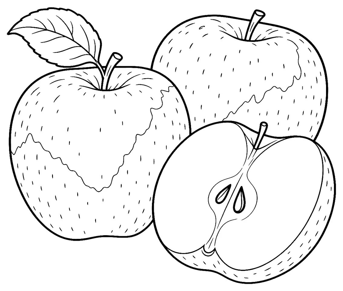 Coloriage de Idared (pomme) : dessin au trait noir à colorier