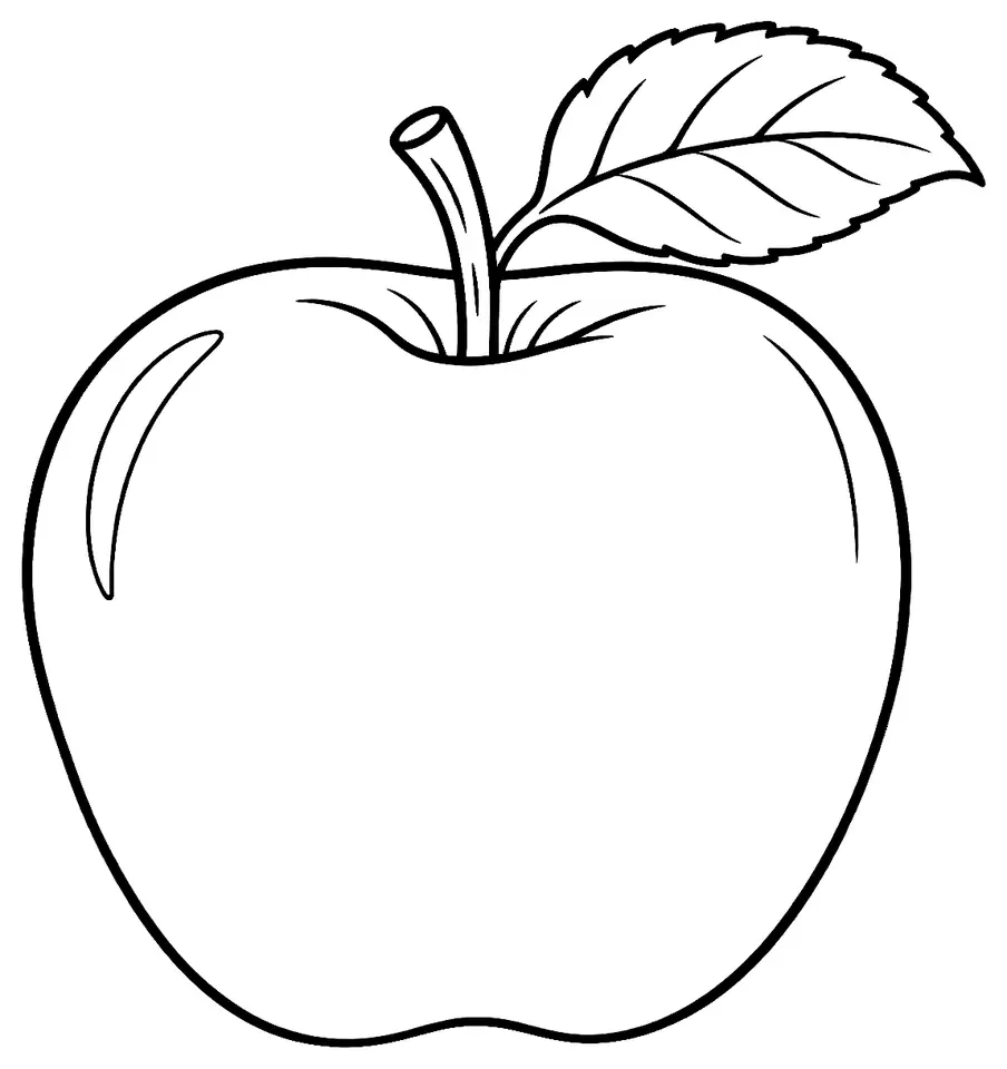 Coloriage de Pearmain : dessin au trait noir à colorier