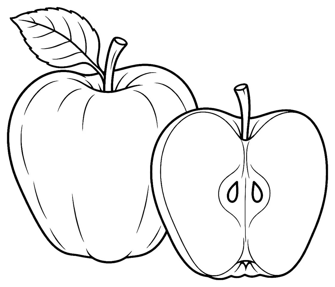 Coloriage de Transparente blanche (pomme) : dessin au trait noir à colorier