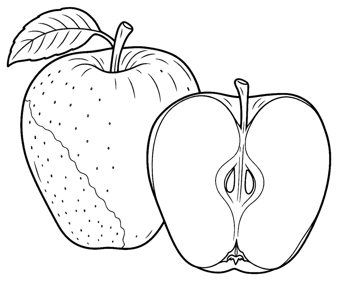 Coloriage de Winston (pomme) : dessin au trait noir à colorier