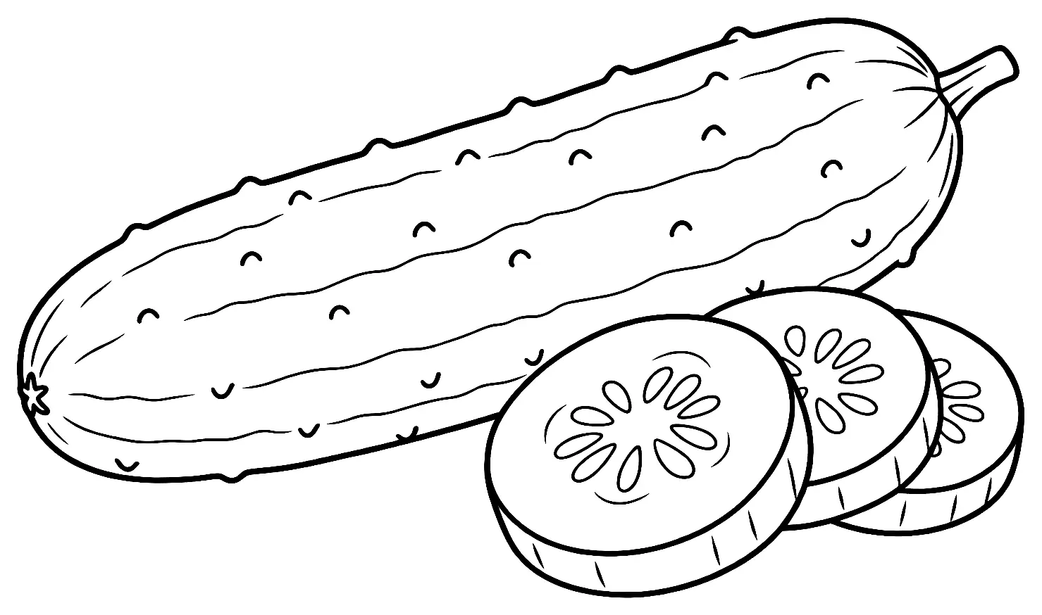 Coloriage de Concombre : dessin au trait noir à colorier