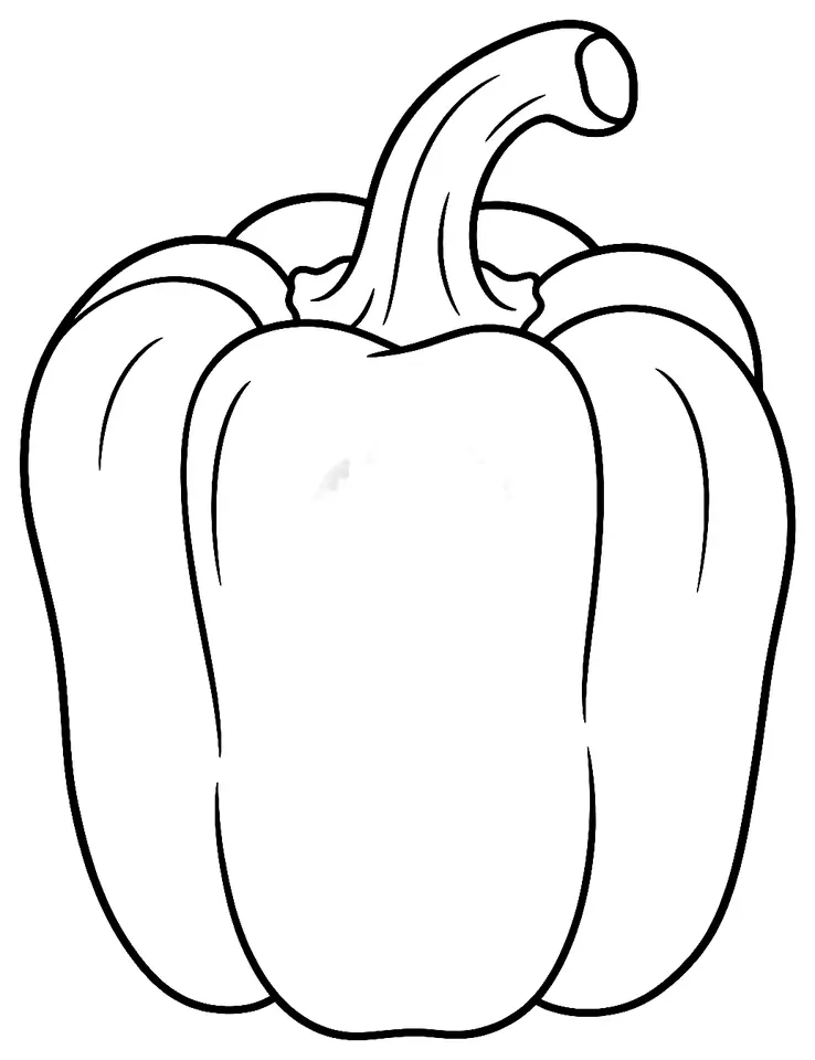 Coloriage de Poivron (plante) : dessin au trait noir à colorier