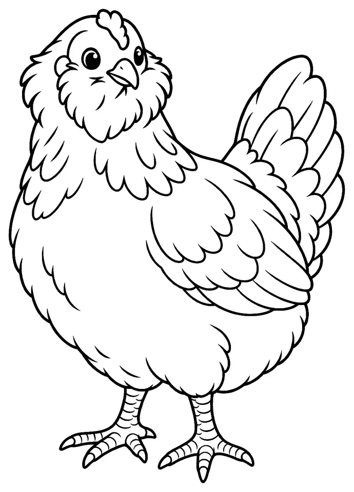 Coloriage de Améraucana : dessin au trait noir à colorier