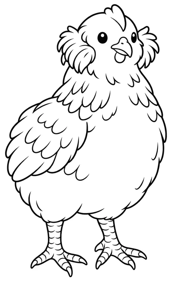 Coloriage de Araucana : dessin au trait noir à colorier