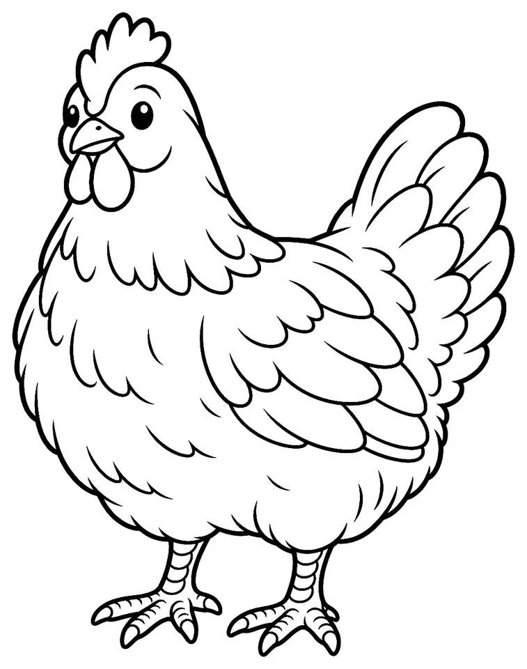 Coloriage de Australorp : dessin au trait noir à colorier