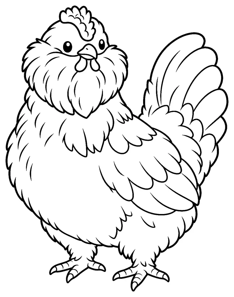 Coloriage de Barbu d’Anvers : dessin au trait noir à colorier