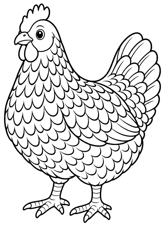 Coloriage de Barnevelder : dessin au trait noir à colorier