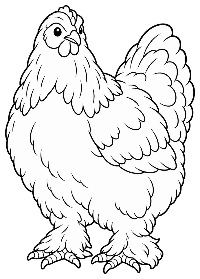 Coloriage de Brahma : dessin au trait noir à colorier