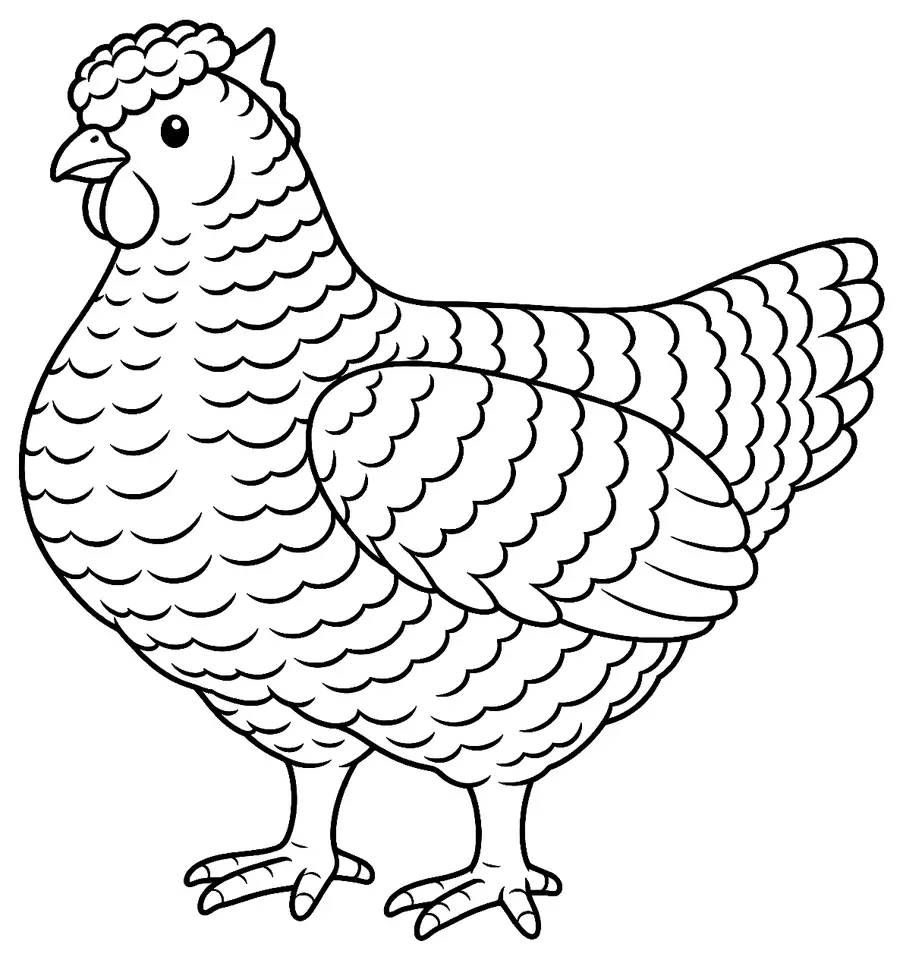 Coloriage de Coucou d’Izegem : dessin au trait noir à colorier