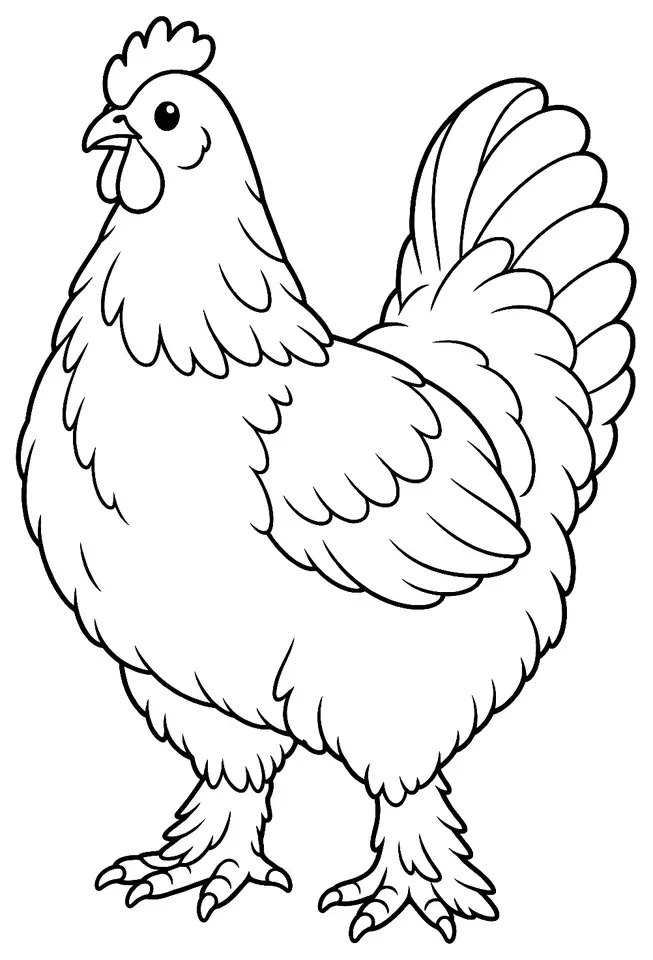 Coloriage de Croad Langshan : dessin au trait noir à colorier