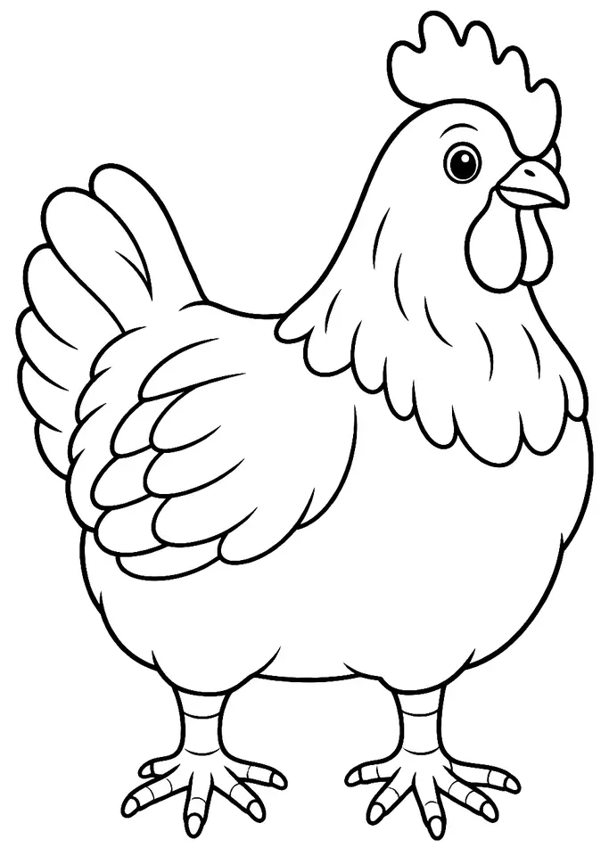 Coloriage de Dorking : dessin au trait noir à colorier