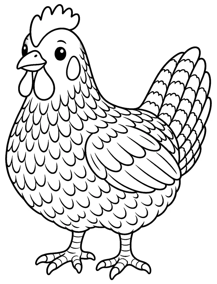Coloriage de Fayoumi : dessin au trait noir à colorier