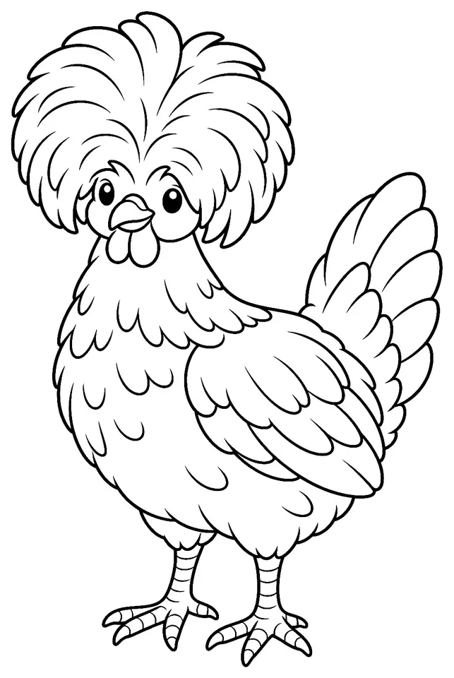 Coloriage de Hollandaise huppée : dessin au trait noir à colorier
