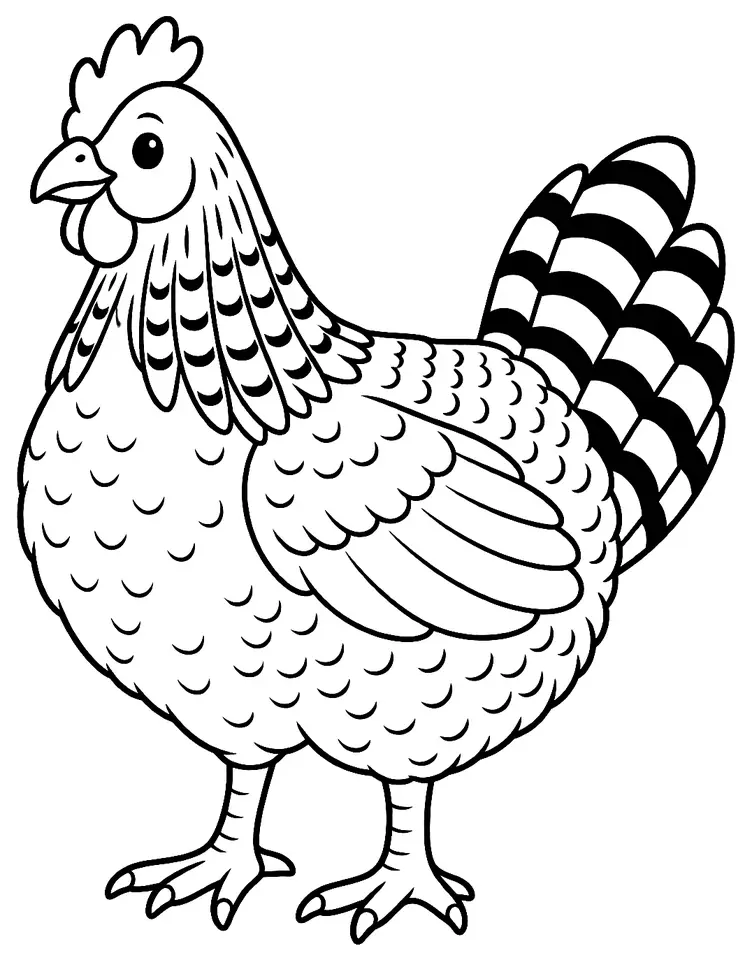 Coloriage de Legbar : dessin au trait noir à colorier