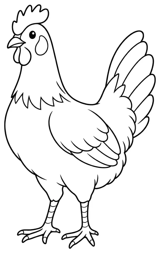 Coloriage de Leghorn : dessin au trait noir à colorier