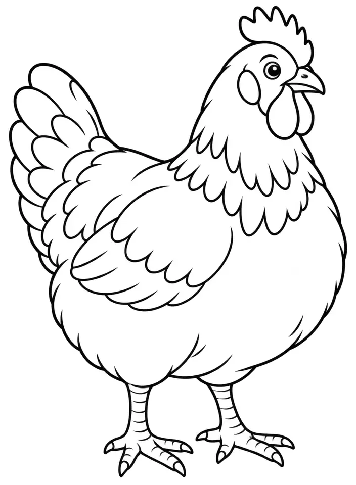 Coloriage de Limousine (poule) : dessin au trait noir à colorier