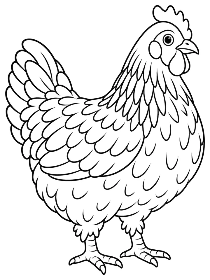 Coloriage de Marans : dessin au trait noir à colorier
