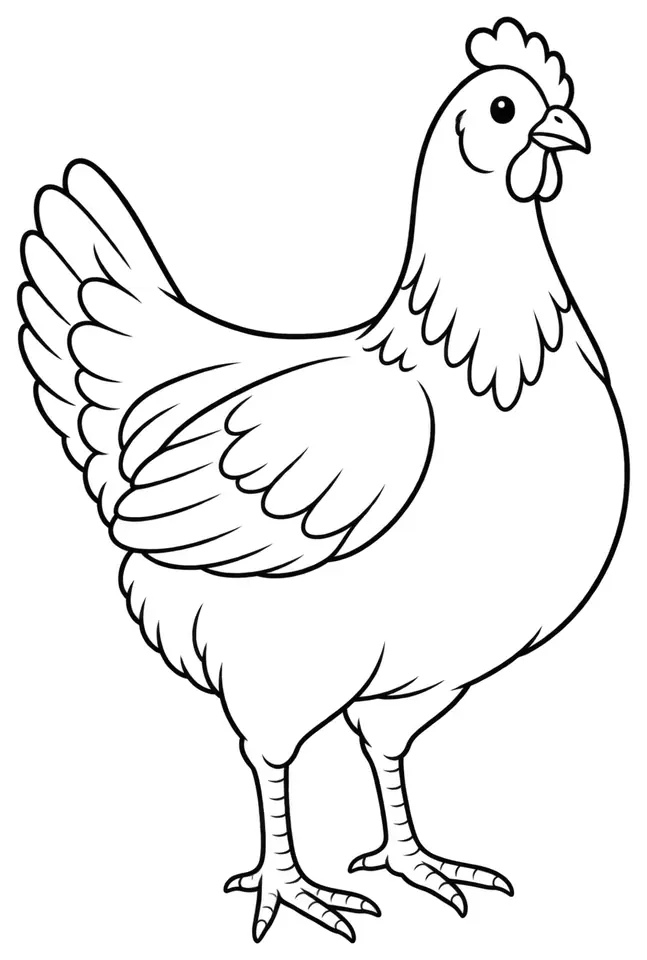 Coloriage de Poule ardennaise : dessin au trait noir à colorier