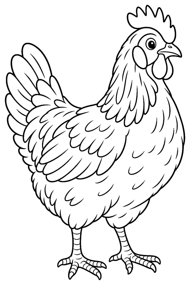 Coloriage de Poule Castillane : dessin au trait noir à colorier