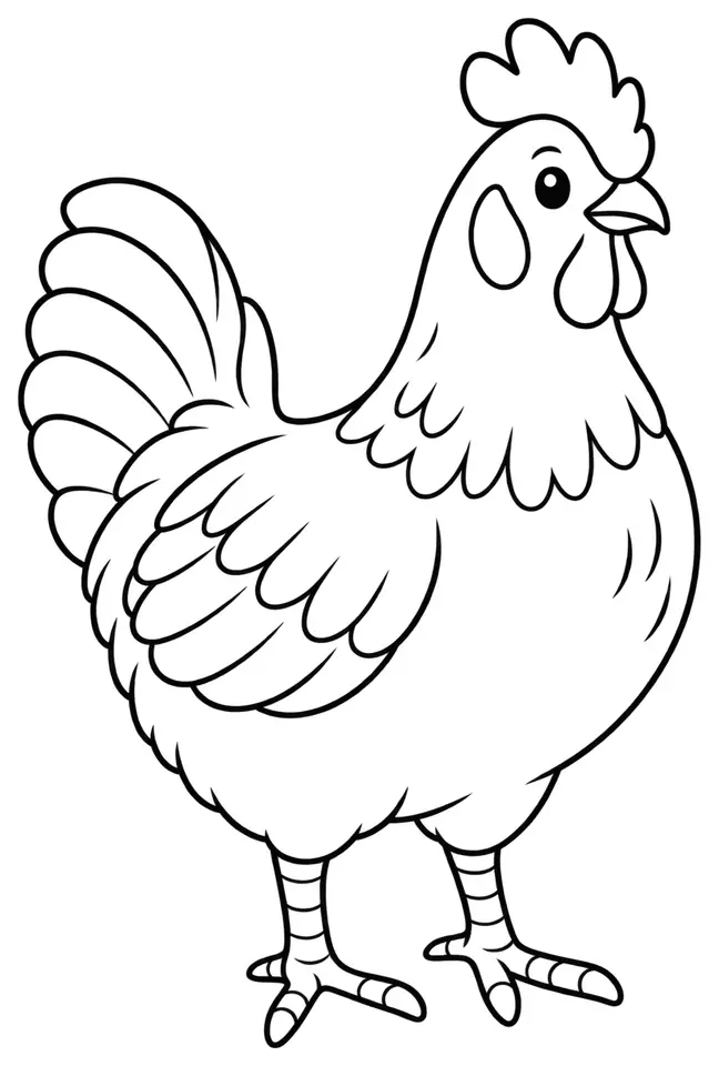 Coloriage de Poule d’Alsace : dessin au trait noir à colorier