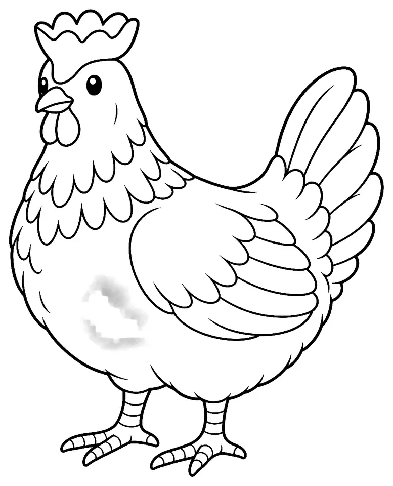 Coloriage de Poule d’Augsbourg : dessin au trait noir à colorier