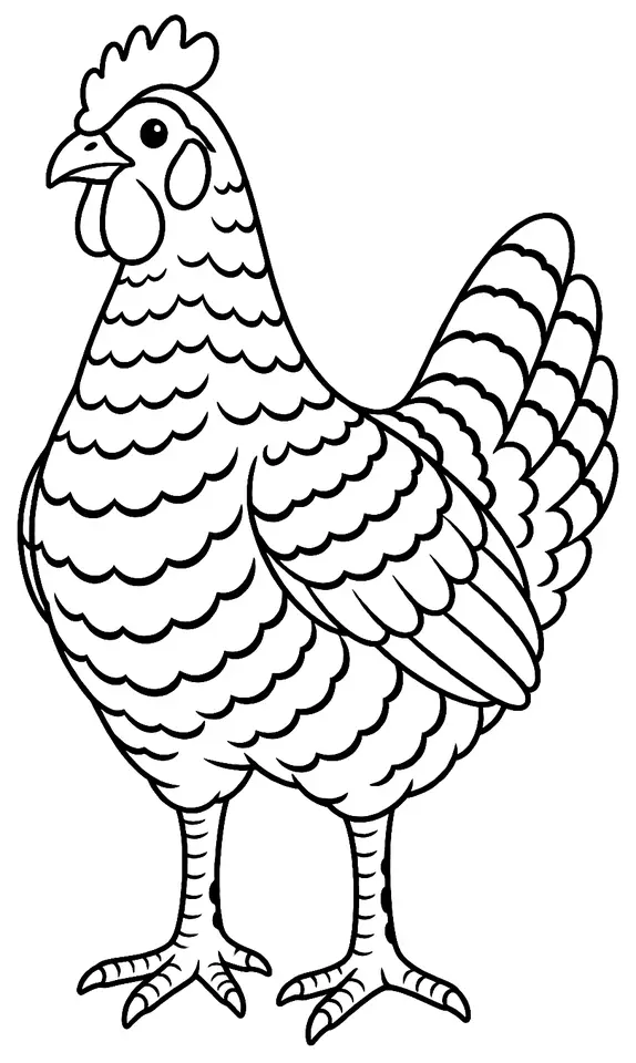 Coloriage de Poule d’Écosse : dessin au trait noir à colorier