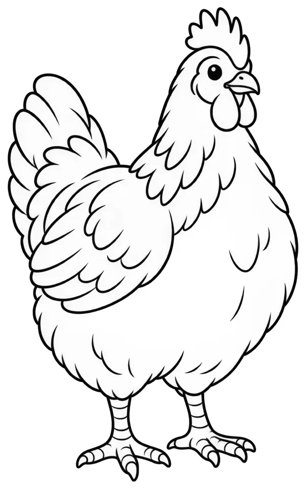 Coloriage de Poule de Barbezieux : dessin au trait noir à colorier
