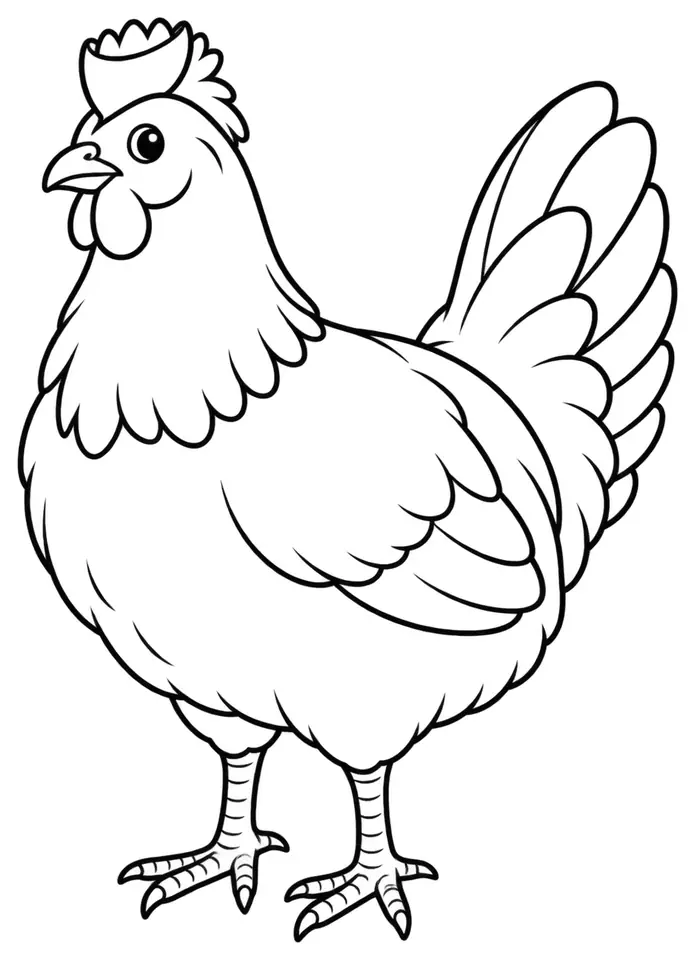 Coloriage de Poule de Caumont : dessin au trait noir à colorier