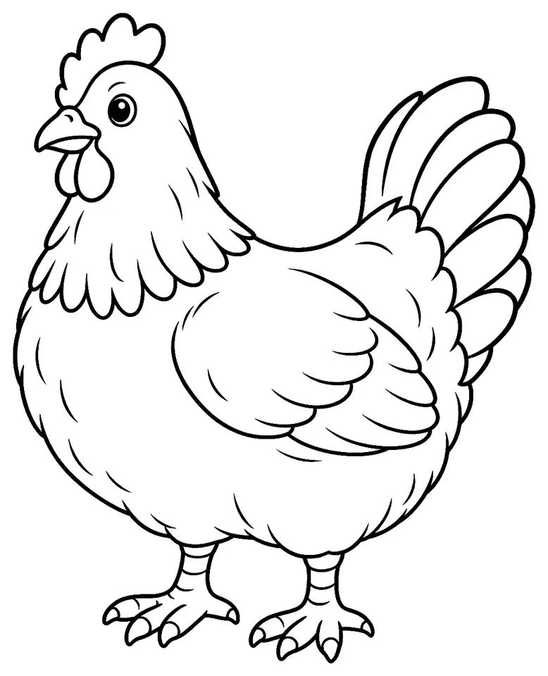 Coloriage de Poule de Dresde : dessin au trait noir à colorier