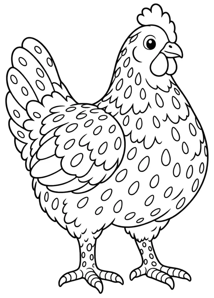 Coloriage de Poule de Gournay : dessin au trait noir à colorier
