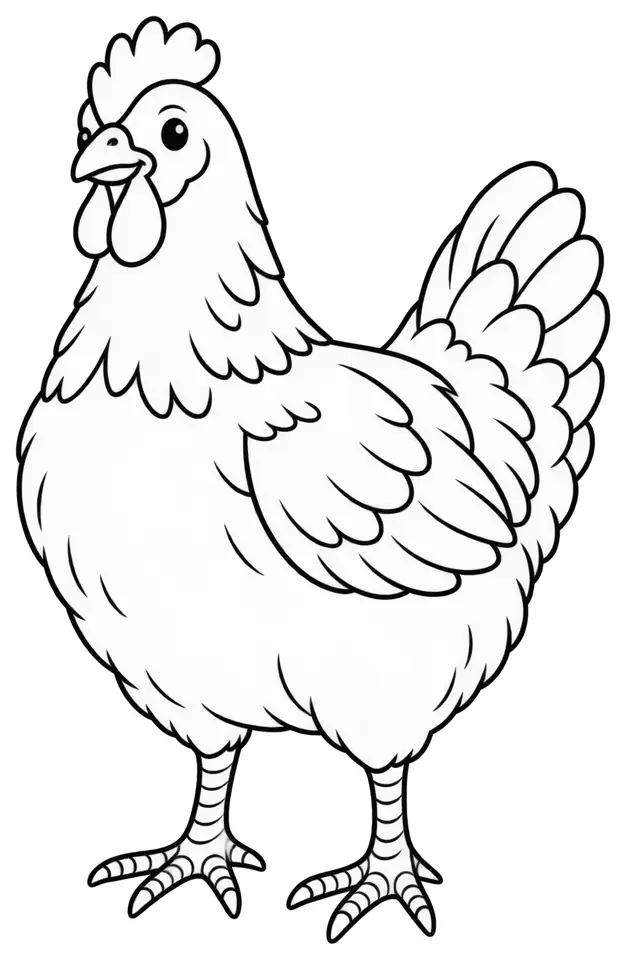 Coloriage de Poule de Janzé : dessin au trait noir à colorier