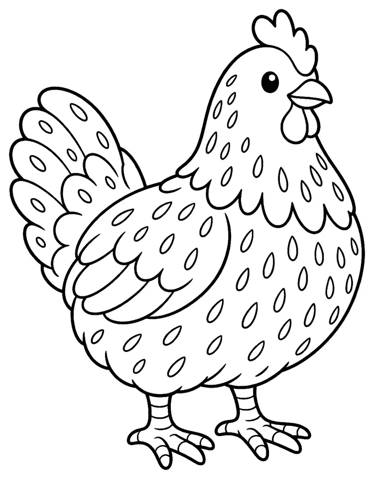Coloriage de Poule de Norvège : dessin au trait noir à colorier