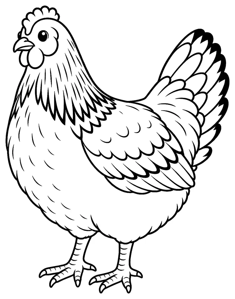 Coloriage de Poule de Twente : dessin au trait noir à colorier