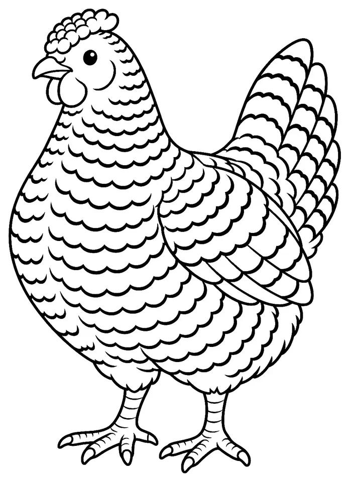 Coloriage de Poule de Westphalie : dessin au trait noir à colorier