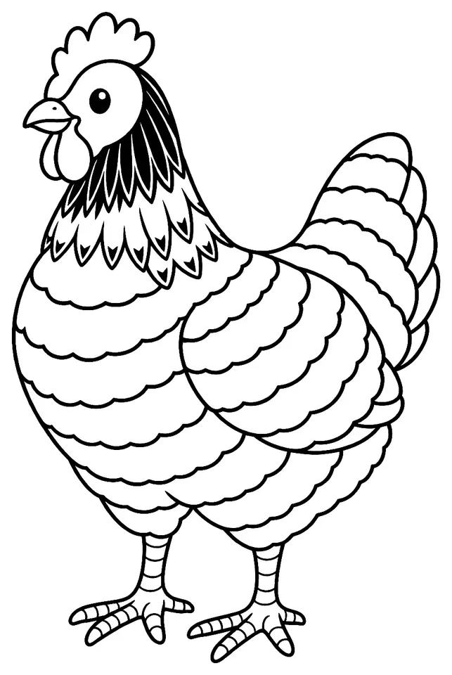 Coloriage de Poule de Zottegem : dessin au trait noir à colorier