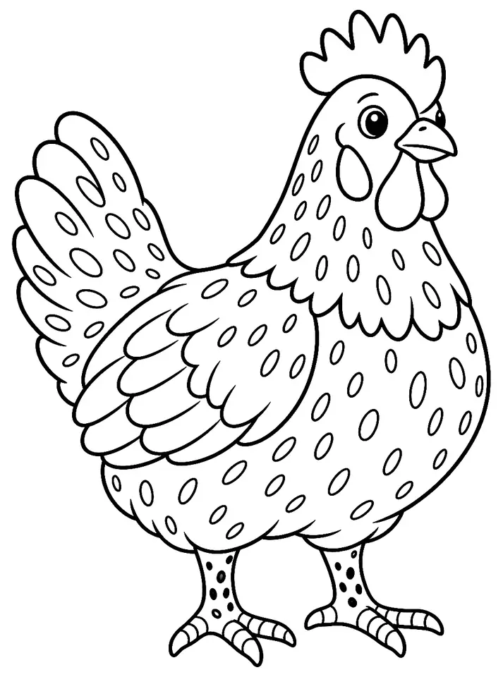 Coloriage de Poule des Asturies : dessin au trait noir à colorier