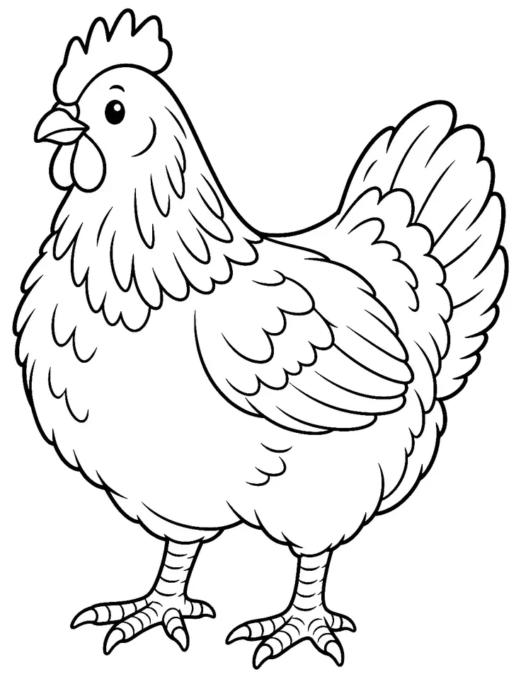 Coloriage de Poule du Danemark : dessin au trait noir à colorier