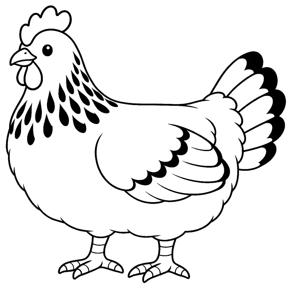Coloriage de Poule du Reich : dessin au trait noir à colorier