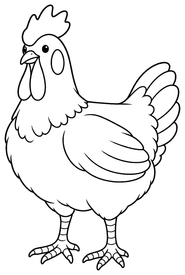Coloriage de Poule du Valdarno : dessin au trait noir à colorier