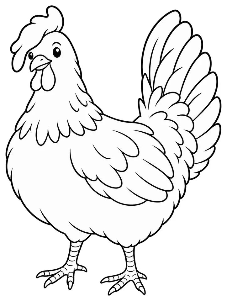 Coloriage de Poule gasconne : dessin au trait noir à colorier
