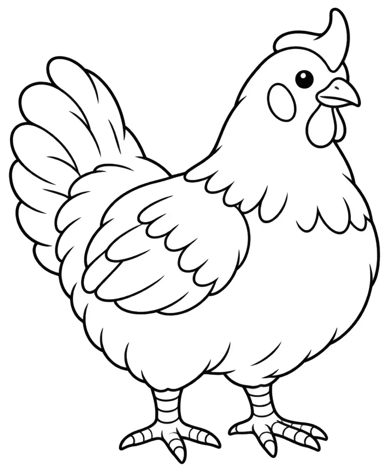Coloriage de Poule Le Merlerault : dessin au trait noir à colorier