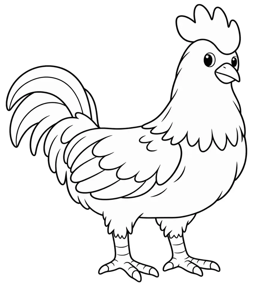 Coloriage de Poule meusienne : dessin au trait noir à colorier