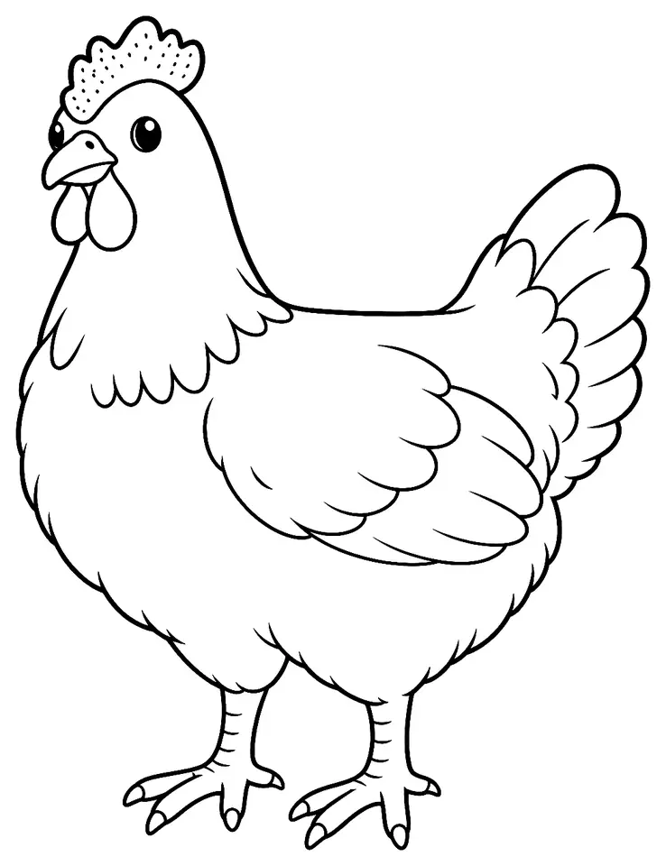 Coloriage de Poule suisse : dessin au trait noir à colorier