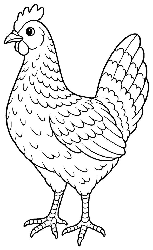 Coloriage de Poule Tchèque : dessin au trait noir à colorier