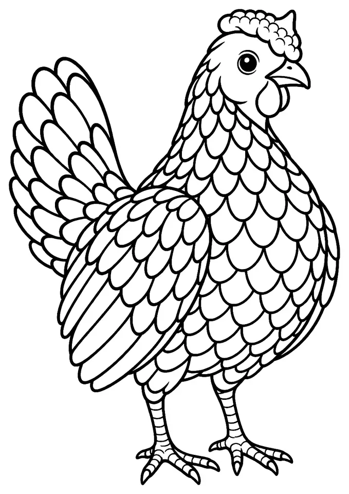 Coloriage de Sebright : dessin au trait noir à colorier
