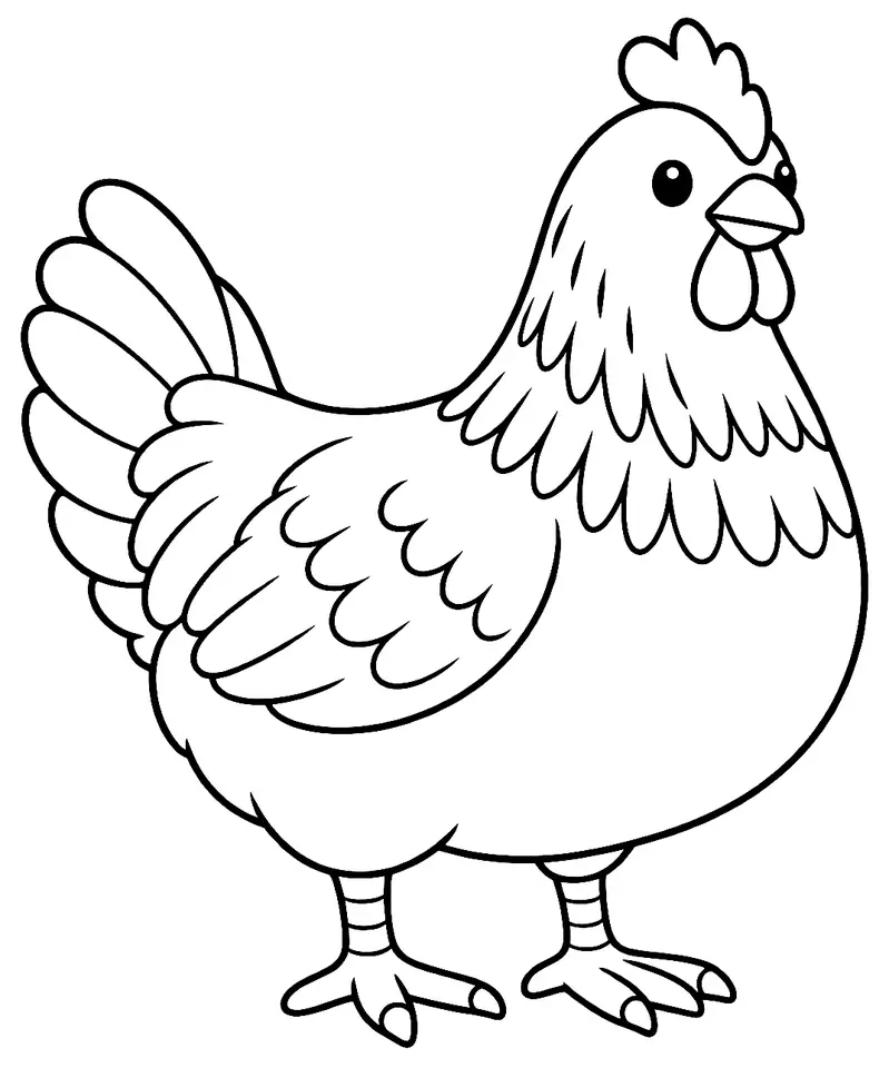 Coloriage de Welsumer : dessin au trait noir à colorier