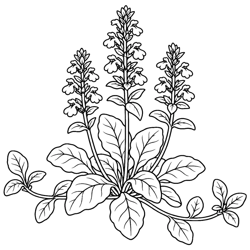 Coloriage de Bugle rampante : dessin au trait noir à colorier