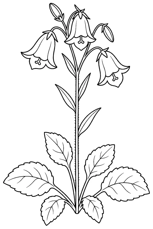 Coloriage de Campanule raiponce : dessin au trait noir à colorier