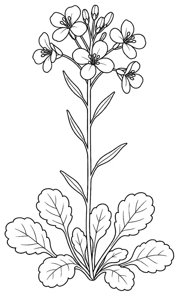 Coloriage de Cardamine des prés : dessin au trait noir à colorier